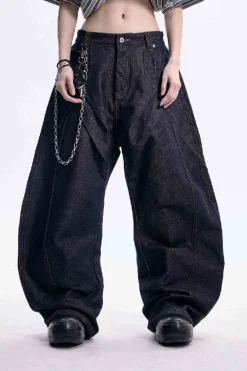 Contrast Stitch Wide Leg Jeans