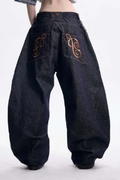 Contrast Stitch Wide Leg Jeans