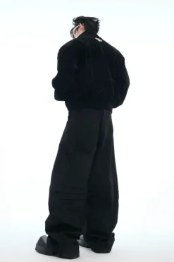 Double-Waist Layered Wide-Leg Trousers