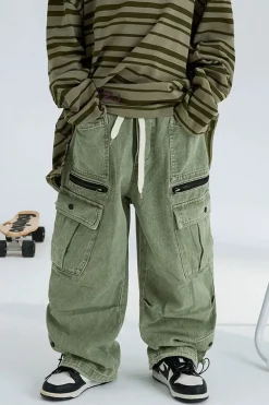 Loose Fit Denim Cargo Pants