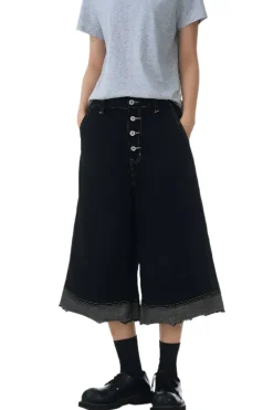 Raw Edge Patchwork Crop Jeans