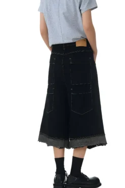 Raw Edge Patchwork Crop Jeans